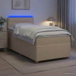 vidaXL Vedruvoodi madratsiga LED-ribadega Kreemjas 90 x 190 cm kangas