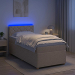vidaXL Vedruvoodi madratsiga LED-ribadega Kreemjas 90 x 190 cm kangas