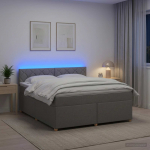 vidaXL Vedruvoodi madratsiga LED-ribadega Helehall 140 x 190 cm kangas