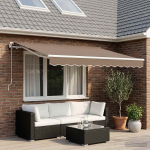 vidaXL Kokkuvolditav varikatus Pruunikashall 400 &times; 350 cm Pol&uuml;ester