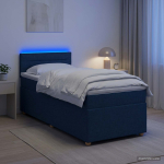vidaXL Vedruvoodi madratsiga LED-ribadega Sinine 90 x 200 cm kangas