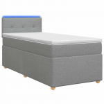 vidaXL Vedruvoodi madratsiga LED-ribadega Helehall 90 x 200 cm kangas