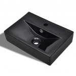 vidaXL vannitoavalamu kraani- ja &uuml;levoolu avaga, must, kandiline