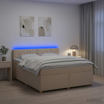 vidaXL Vedruvoodi madratsiga LED-ribadega Kreemjas 140 x 200 cm kangas