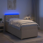 vidaXL Vedruvoodi madratsiga LED-ribadega Kreemjas 100 x 200 cm kangas