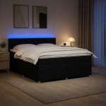 vidaXL Vedruvoodi madratsiga LED-ribadega Must 160 x 200 cm kangas