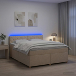 vidaXL Vedruvoodi madratsiga LED-ribadega Kreemjas 160 x 200 cm kangas