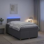 vidaXL Vedruvoodi madratsiga LED-ribadega Helehall 120 x 190 cm kangas