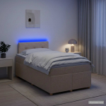 vidaXL Vedruvoodi madratsiga LED-ribadega Kreemjas 120 x 190 cm kangas