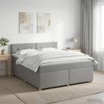 vidaXL Vedruvoodi madratsiga LED-ribadega Helehall 180 x 200 cm kangas