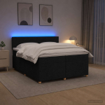 vidaXL Vedruvoodi madratsiga LED-ribadega Must 200 x 200 cm kangas