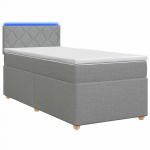 vidaXL Vedruvoodi madratsiga LED-ribadega Helehall 80 x 200 cm kangas