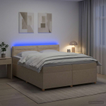 vidaXL Vedruvoodi madratsiga LED-ribadega Kreemjas 200 x 200 cm kangas