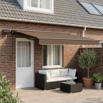 vidaXL Manuaalne varikatus LED-idega Pruunikashall 4 &times; 3 m