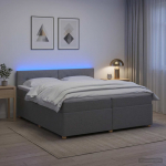 vidaXL Vedruvoodi madratsiga LED-ribadega Helehall 200 x 200 cm kangas