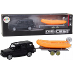 LEAN Toys Black Off-Road Car with Trailer Orange Boat