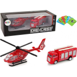 LEAN Toys LeanToys Fire Brigade Helicopter Red String Car Set
