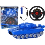 LEAN Toys R/ C Tank Remote Controlled Lights Sound Blue 1:18 27MHz