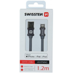 Swissten "(MFI) Textile Fast Charge 3A Lightning (MD818ZM/ A) 1.2M" Grey