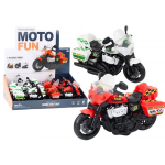 LEAN Toys Police Motorcycle 1:10 Lights Sounds White/ Red