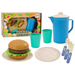 LEAN Toys Set of tableware, plates, cups, jug, Hamburger, cutlery, 11 pcs