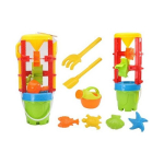 LEAN Toys Set of Sand Toys, Large Grinder, Bucket, Colorful Molds