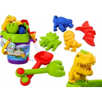 LEAN Toys Sand Bucket Set with Shower Watering Can and Molds Dinosaurs Set