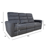 Evelekt Recliner sofa GASTON 3-seater with electric mechanism, grey velvet