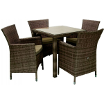 Evelekt Wicker Table and 4 Chairs Brown