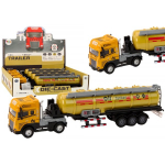 LEAN Toys Fuel Tank Truck TIR 1:24 Trailer Sounds Lights Yellow