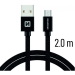 Swissten Textile Quick Charge 3.1 USB to Micro USB 2m Black