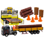 LEAN Toys Wood Truck Blue Truck Trailer 1:24 Wood Logs Sounds Lights