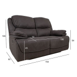 Evelekt Recliner sofa GORDY 2-seater with manual mechanism, grey