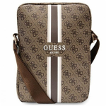 Guess PU 4G Printed Stripes Tablet Bag 10" Brown