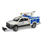 Bruder RAM 2500 service truck with crane and rotating beacon, model ve