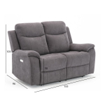 Evelekt Recliner sofa MILO 2-seater with electric mechanism grey