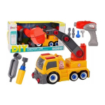 LEAN Toys Cartoon Truck With Crane To Dismantle DIY Orange