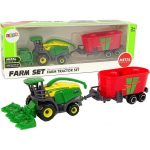 LEAN Toys Harvester with Trailer Agricultural Machine Green Red