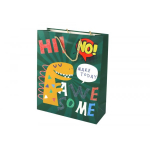 LEAN Toys Green Dinosaur Paper Gift Bag 41.5cm x 30cm x 12cm