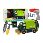 LEAN Toys Cartoon Garbage Truck Turning Movable DIY Green
