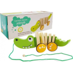 LEAN Toys Wooden Crocodile on Wheels 18cm