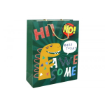 LEAN Toys Green Dinosaur Paper Gift Bag 32cm x 26cm x 10cm