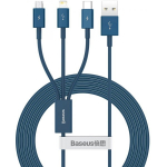 Baseus 3in1 Superior USB to micro USB + USB-C + Lightning 3.5A, 1.2m Blue