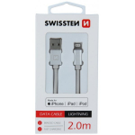 Swissten "(MFI) Textile Fast Charge 3A Lightning (MD818ZM/ A) 2.0M" Silver