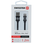 Swissten "(MFI) Textile Fast Charge 3A Lightning (MD818ZM/ A) 1.2M" Black