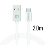 Swissten "Textile Quick Charge 3.0 Micro USB 2M" Silver