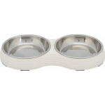 TRIXIE Trixie Bowl set, white, melamine/ stainless steel, 2 � 0.2 l/ o 13