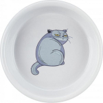 TRIXIE Trixie Bowl, for cat, grey, ceramic, 0.25l/ 13cm, printed ko