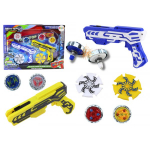 LEAN Toys Gun Launcher Set 4 Metal Discs Blue Yellow Lights