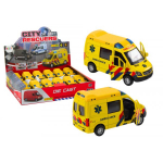 LEAN Toys Ambulance Ambulance 1:32 Opening Doors Lights Sounds Drive Yellow